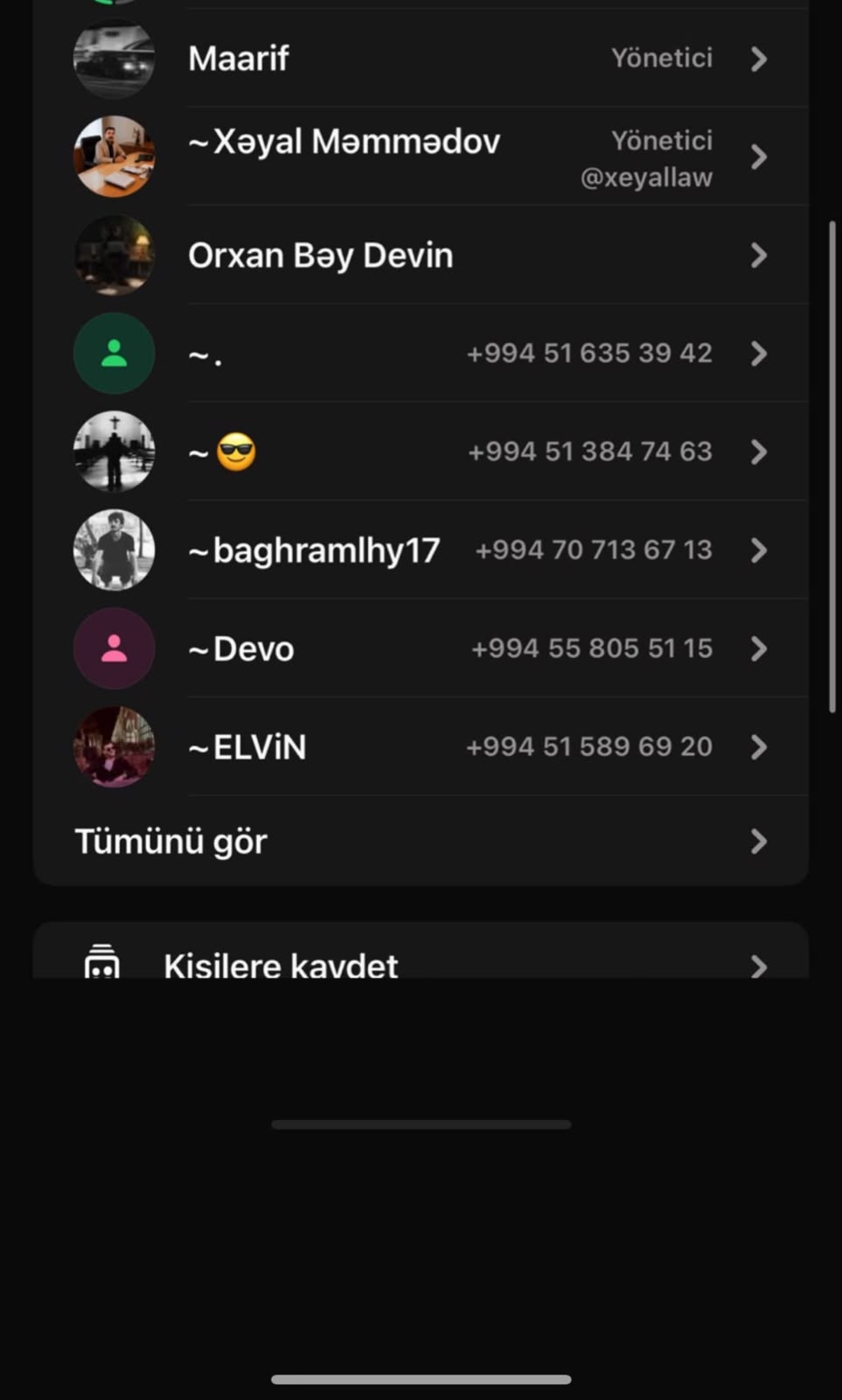 Xəyal Məmmədov və Orxan Rzayev Yazışma Ekran Görüntüsü